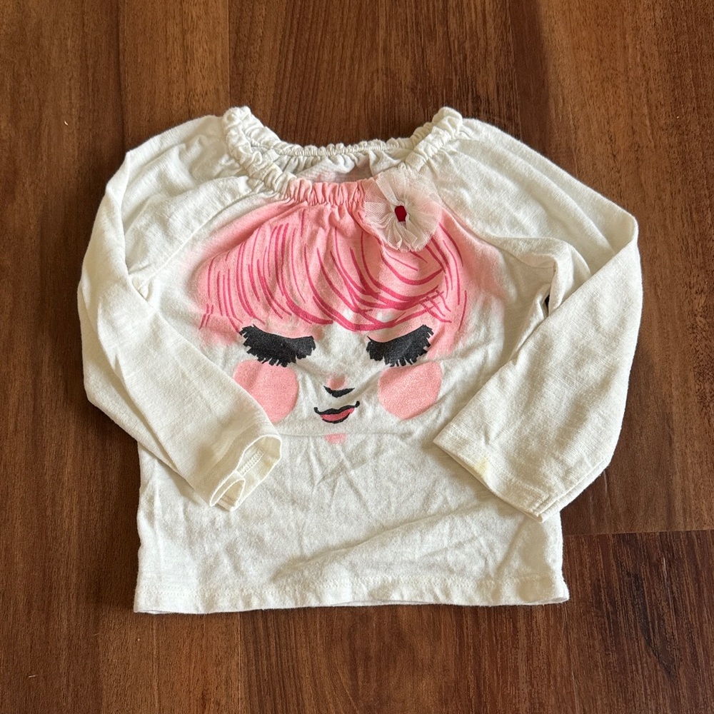 Cherokee White and Pink Long Sleeve Tee